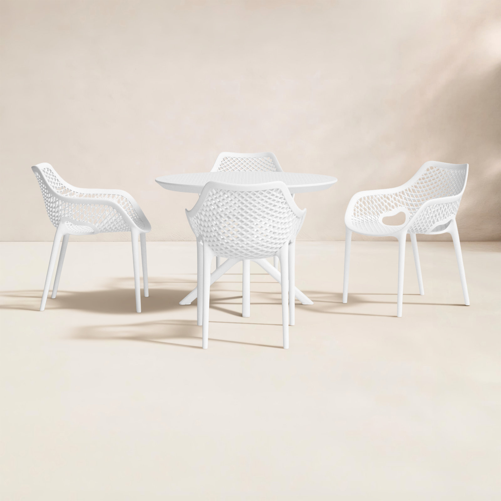Farrah 41" Patio Dining Set, White