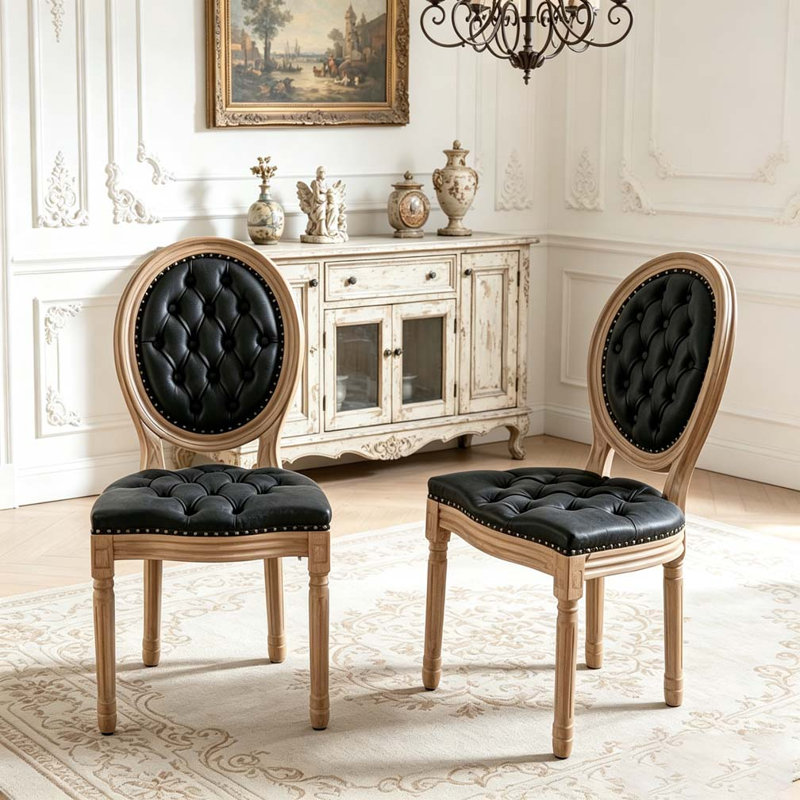 Chaise en bois massif, Black PU