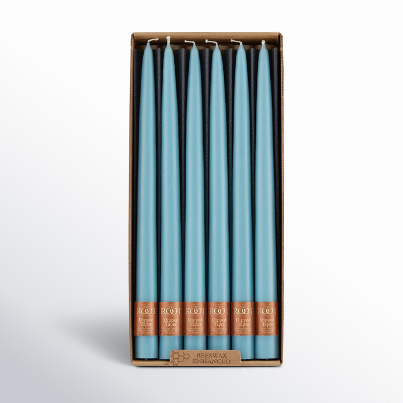 12 Piece Unscented Taper Candle Set, 12" H x 0.88" W x 0.88" D, Sky