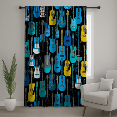 Guitars Window Curtains, Music Sheer & Blockout Curtains - 1 Panel