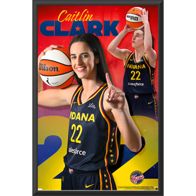 WNBA Indiana Fever - Caitlin Clark 24 - 22.37x34 Inch - Wood Framed Poster with Plexi Glass