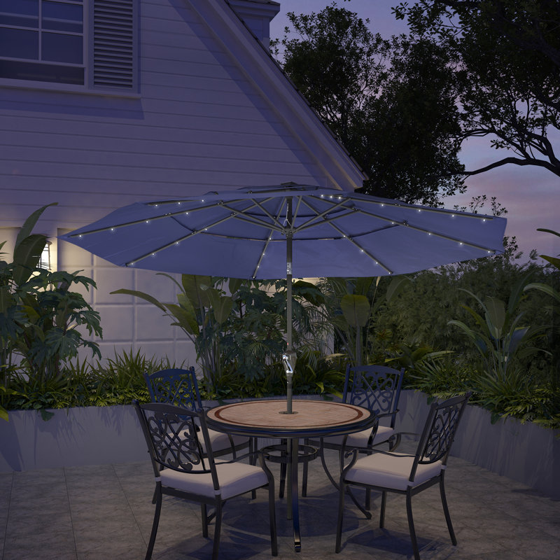 Parasol de marché éclairé 11 pi Nordmeyer, Bleu marine