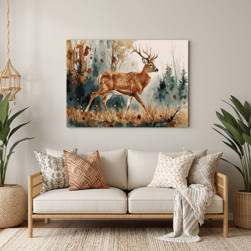 Faune, cerf de Virginie, art mural en métal beige, H 8 po x l 10 po