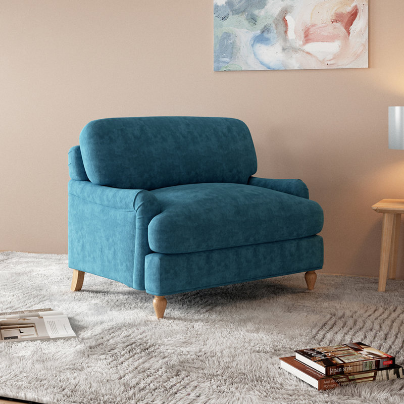 Sadorus 118.5cm Wide Tufted Armchair, Teal Velvet