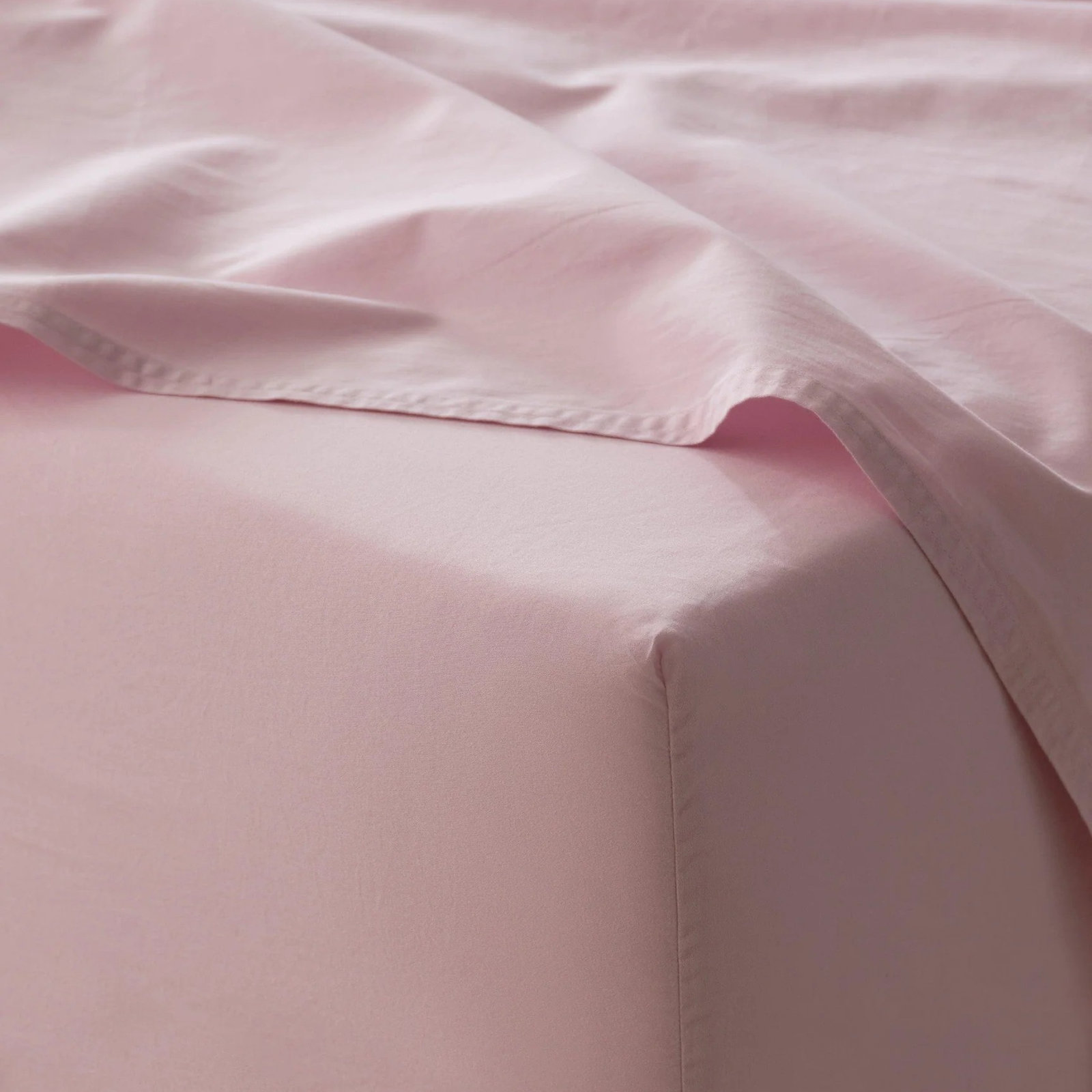 Double Stitch 100% Cotton Sheet Set, Blush Pink, California King Sheet Set with 2 Pillowcases