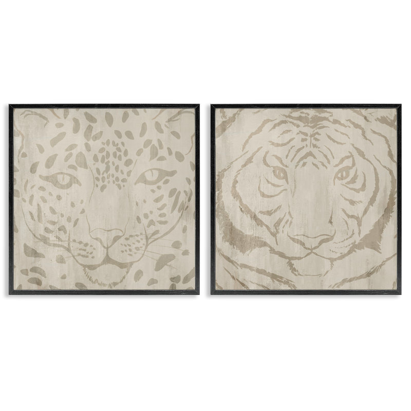 Ensemble de 2 giclées encadrées Majestic Jungle Animals, design par Hannah Dawson, H 17 po x l 34 po