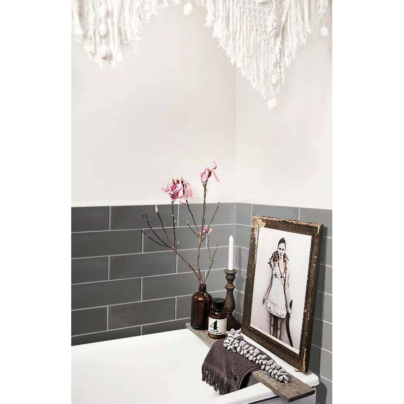 Carrelage en verre à bord droit de qualité supérieure 4 po x 12 po, Gris foncé