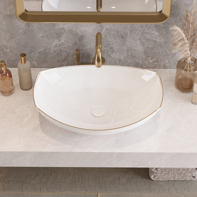 Lavabo de salle de bain vasque en céramique blanche 22 "X 16" Deervalley
