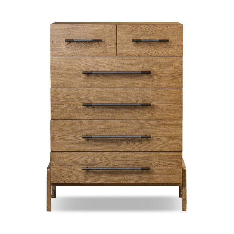 Rosedale 6 Drawer Tall Dresser, Amber Oak