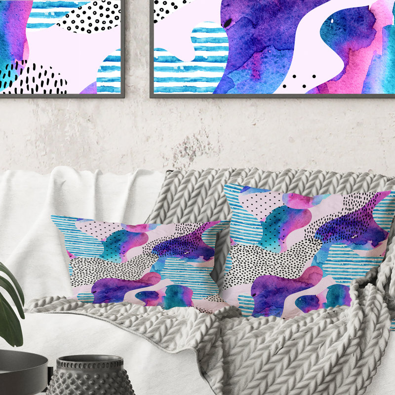Coussin Shapes In Mauve et Turquoise I - 1