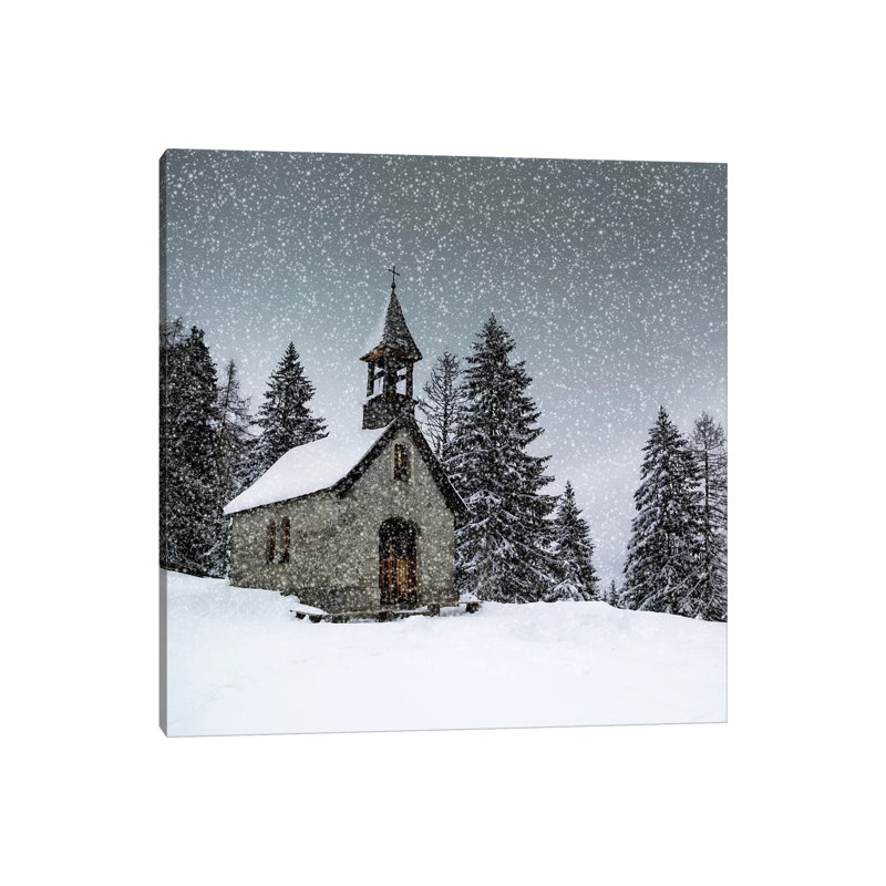 Bavarian Winters Tale Anna Chapel by Melanie Viola - Print on Canvas, 93.98 cm H x 93.98 cm W x 1.91 cm D, Wrapped Canvas