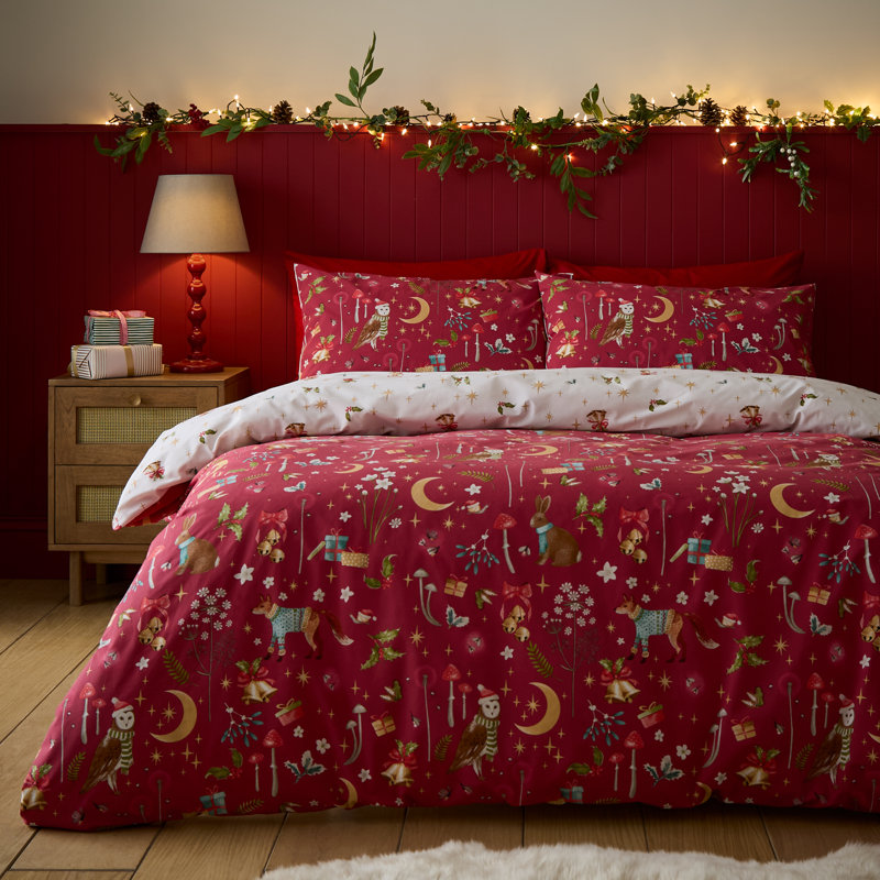 Christmas Enchanted Twilight Reversible Duvet Cover Set, King Size Bed (230 x 220 cm)
