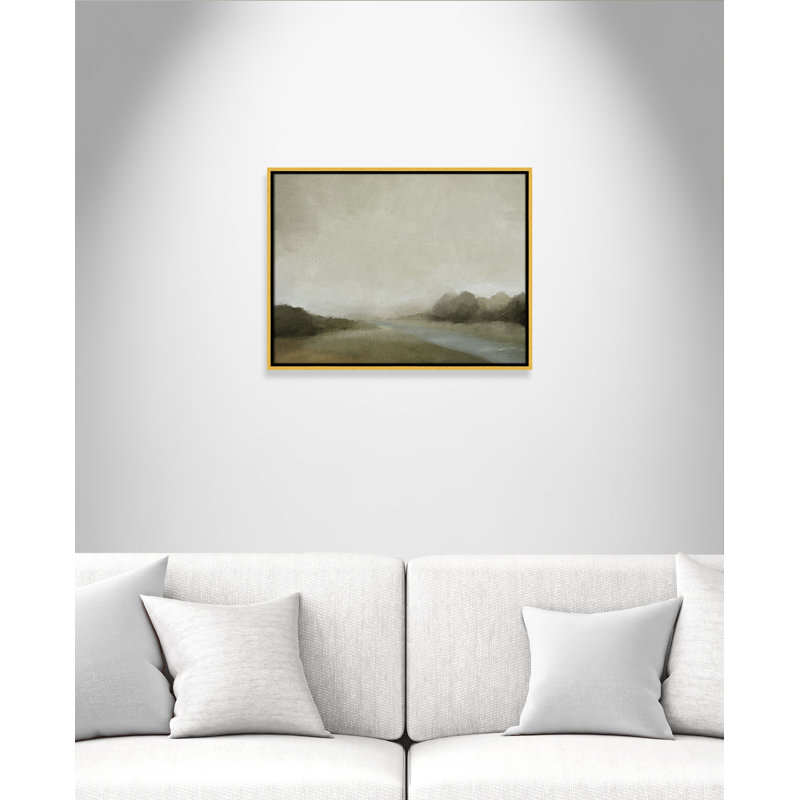 Vanora "Lovers Creek" Watercolor Floater Frame Painting , 19.5" H x 25.5" W, Gold
