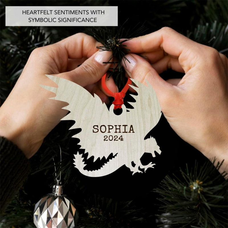 Ornement dragon de Noël en bois 20x, Oui