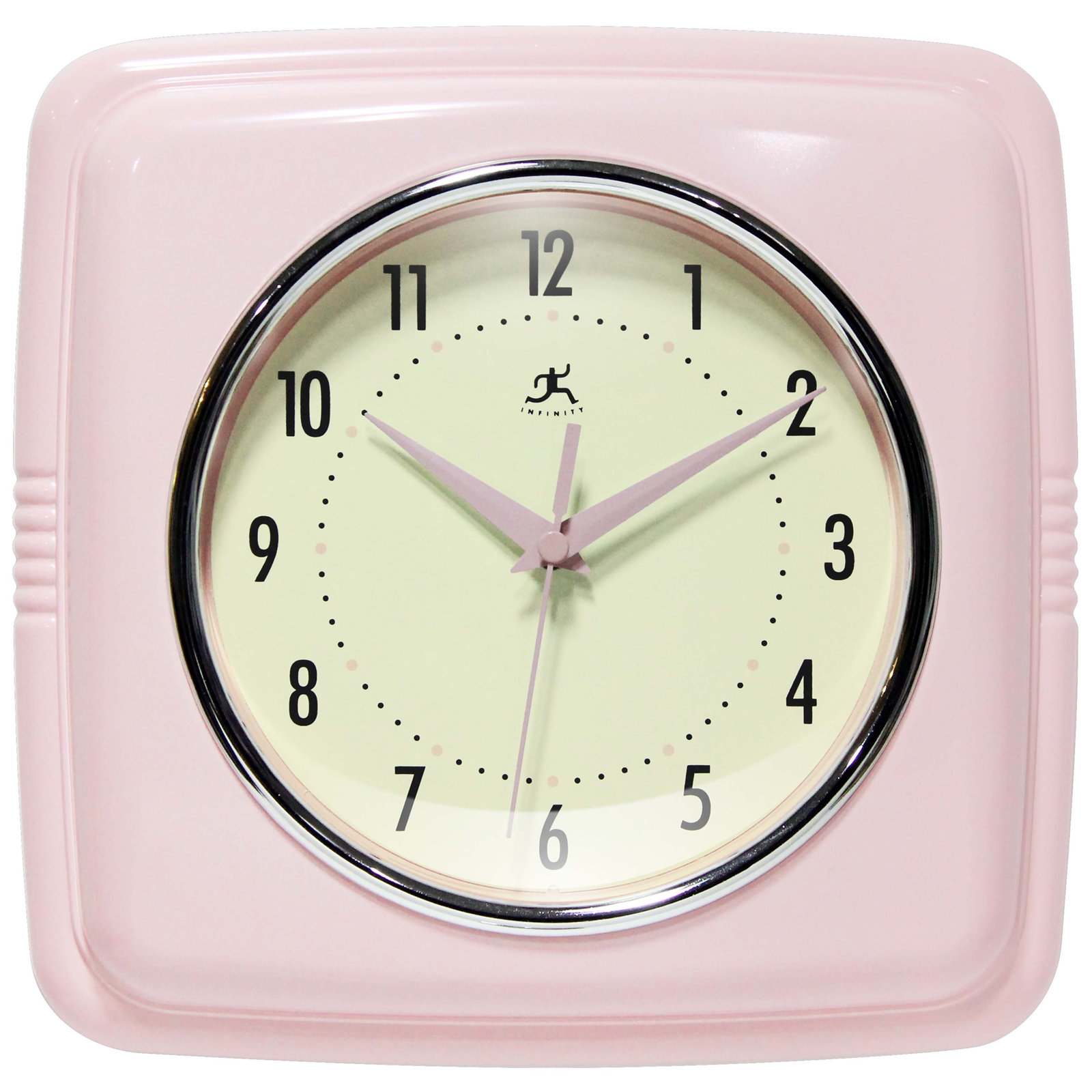 Orrwell Square Plastic Wall Clock 9.25 Inches, Rose Blush