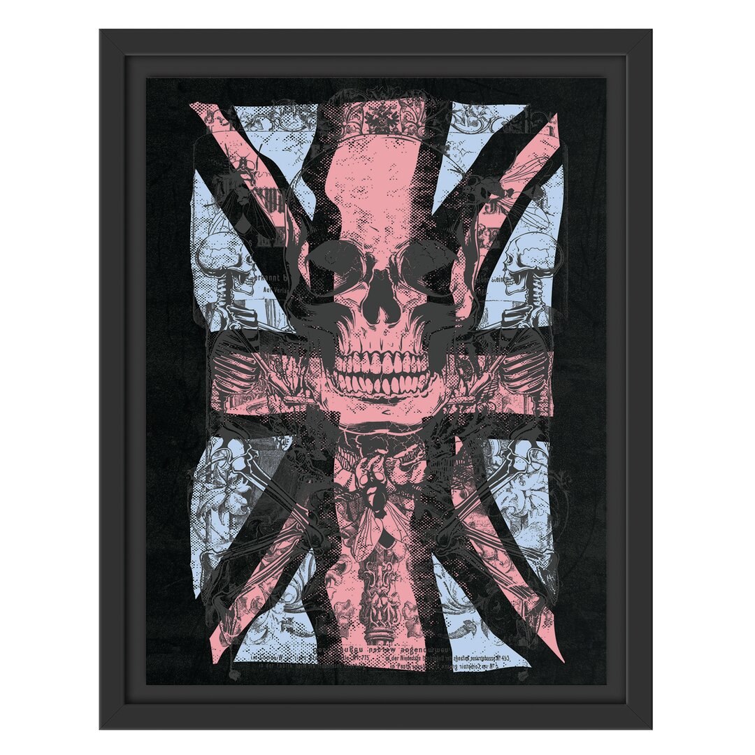 Gerahmtes Wandbild UK skull black