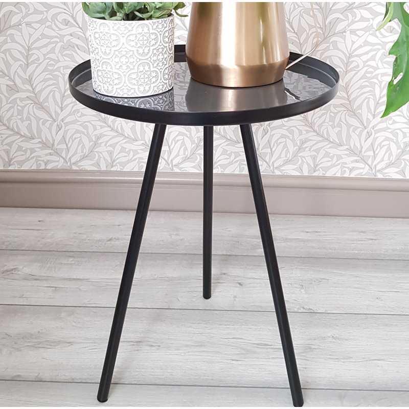 Roger Tray Top End Table, Black, Charcoal