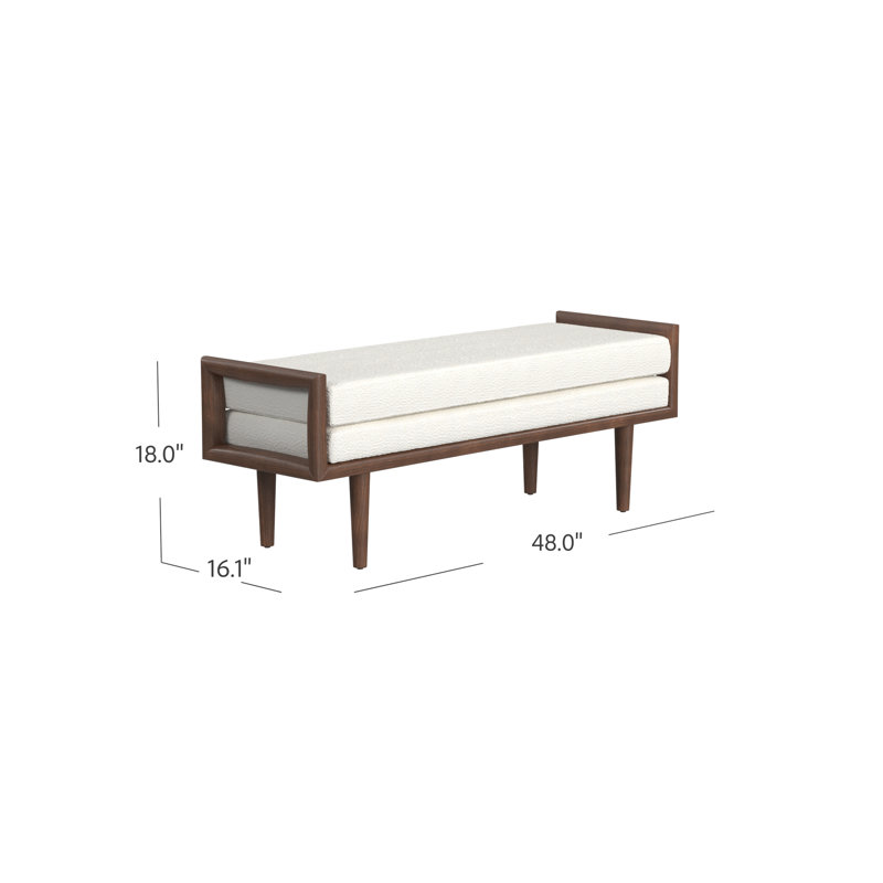 Fudo Upholstered Bench With Wood Base - Cream Boucle