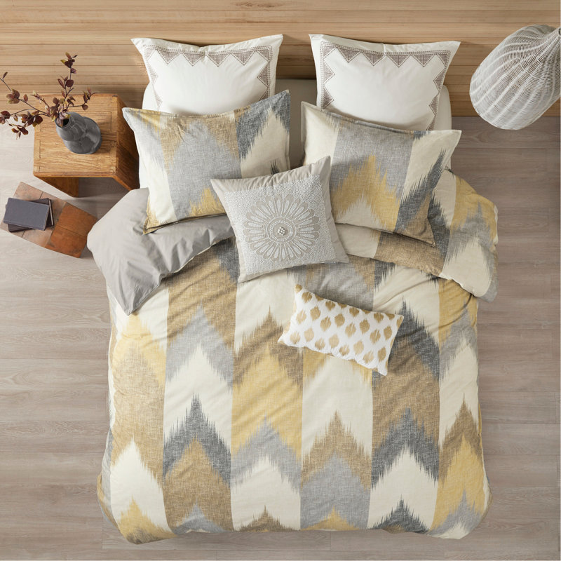 Mini ensemble de housse de couette 3 pièces, Housse de couette double et 2 taies décoratives, Jaune