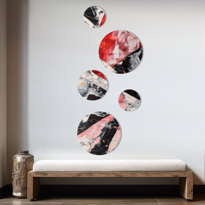 Red and Black Marble Whispers II - Abstract Marble Metal Wall Décor
