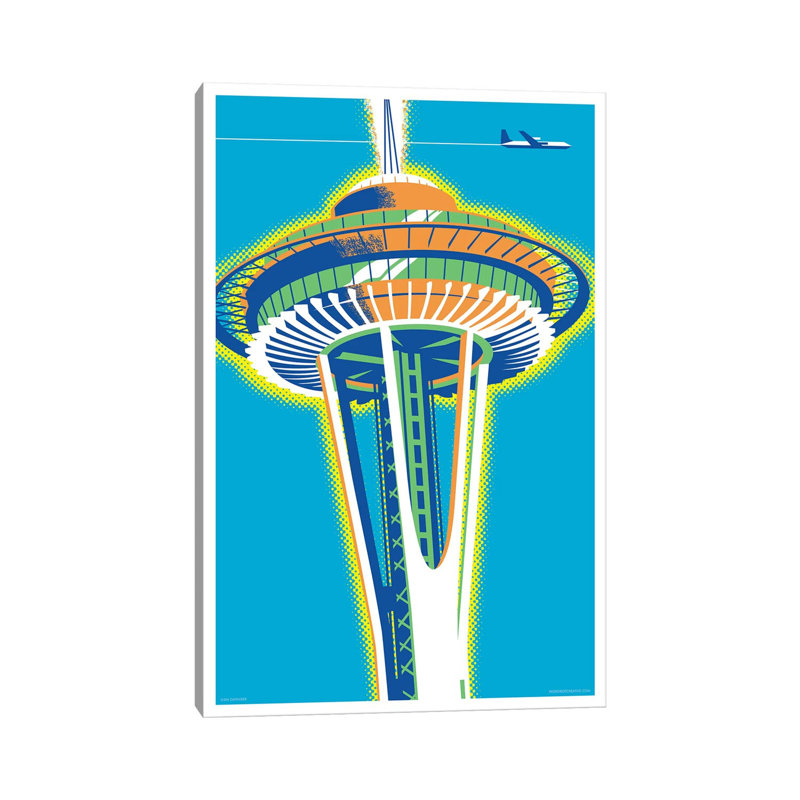 «Seattle Space Needle» par Jim Zahniser - Estampe numérique sur toile tendue avec châssis, H 12 po x l 8 po x P 0,75 po