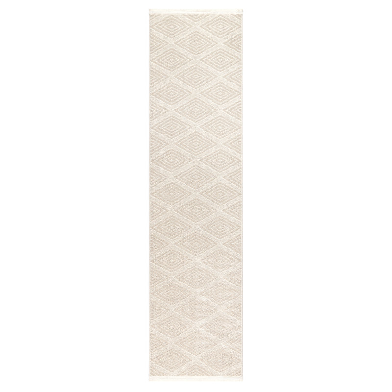 TOWN & COUNTRY EVERYDAY Rein Solid Diamond Everwash Non-Slip Backing Washable Area Rug Beige, Runner 1'9" x 7'2"