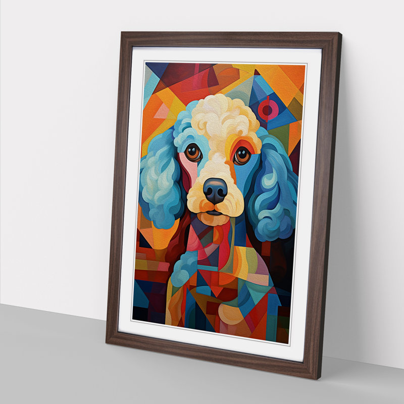 XYZ-FRM-V1223-5264 Poodle Cubism No.2 - Single Picture Frame Print on Wood, Walnut, 46cm H x 34cm W x 2cm D
