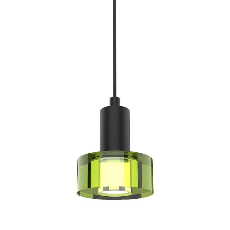1 - Light Single Drum LED Pendant, Green, Matte Black
