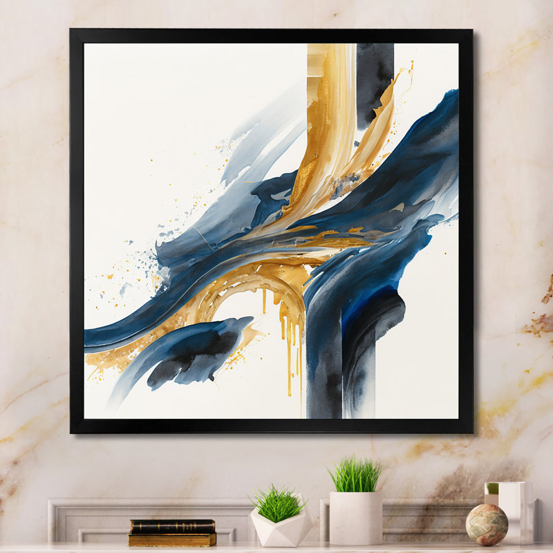 Stylish Spiral Abstract VI - Peinture sur toile, Cadre photo noir, H 16 po x l 16 po x P 1 po