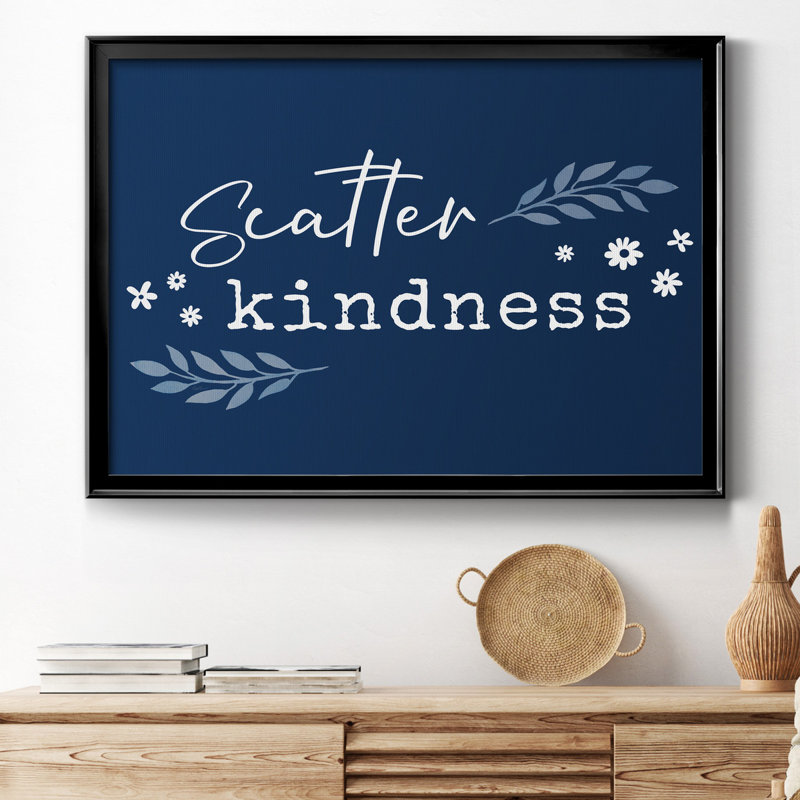 Kindness - Cadre photo, art textuel, H 30,5 po x l 42,5 po x P 1,5 po, Toile avec cadre noir, Pas de tapis
