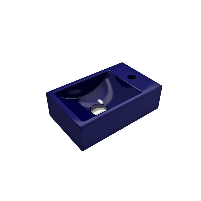 Lavabo de salle de bain rectangulaire double en argile réfractaire BOCCHI Milano, Bleu saphir