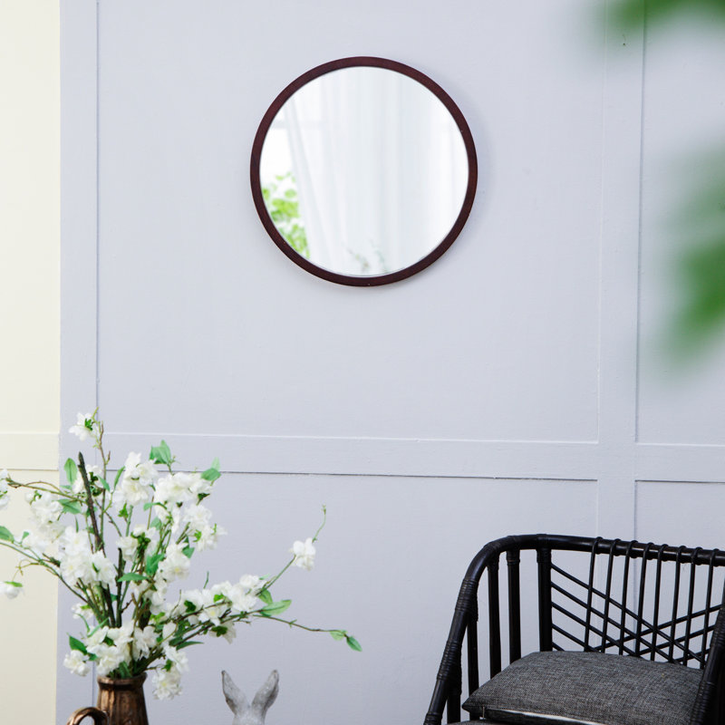 Miroir mural 20 "x 20" avec cadre en bois et finition noyer, miroir mural pour le salon / salle à manger, Brun