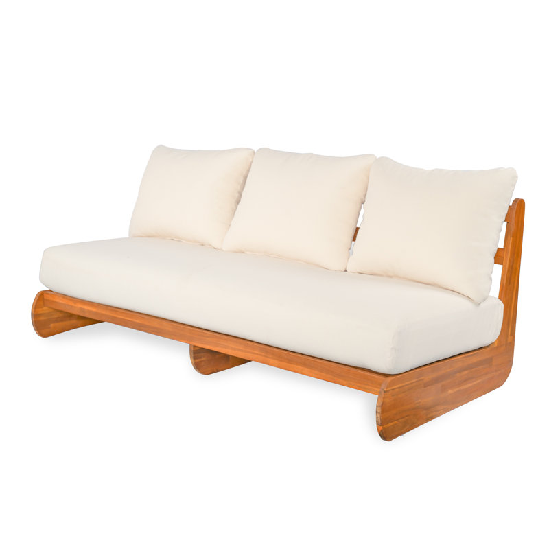 Paresseux d'extérieur 3 places en acacia beige, Beige Cushion/Teak Frame