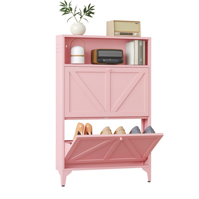 Shoe Storage Cabinet For Entryway With 2 Flip Drawers, Freestanding Shoe Organizer With Legs,farmhouse Narrow Shoe Storage Cabinet For Entryway, Foyer, Hallway,living Room