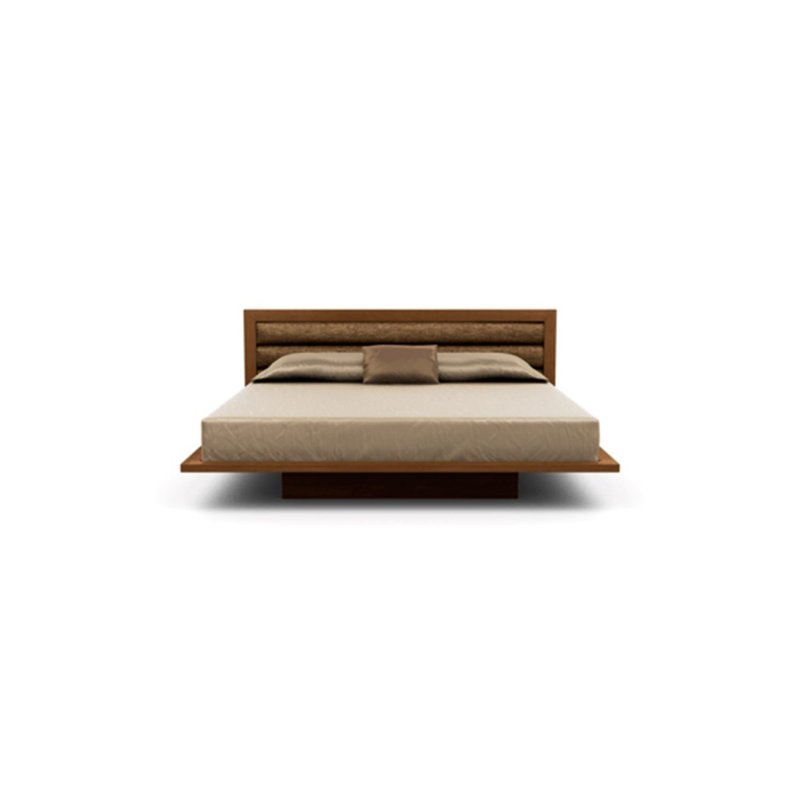 Moduluxe Upholstered Bed, King, Saddle Cherry, Hemp Fabric