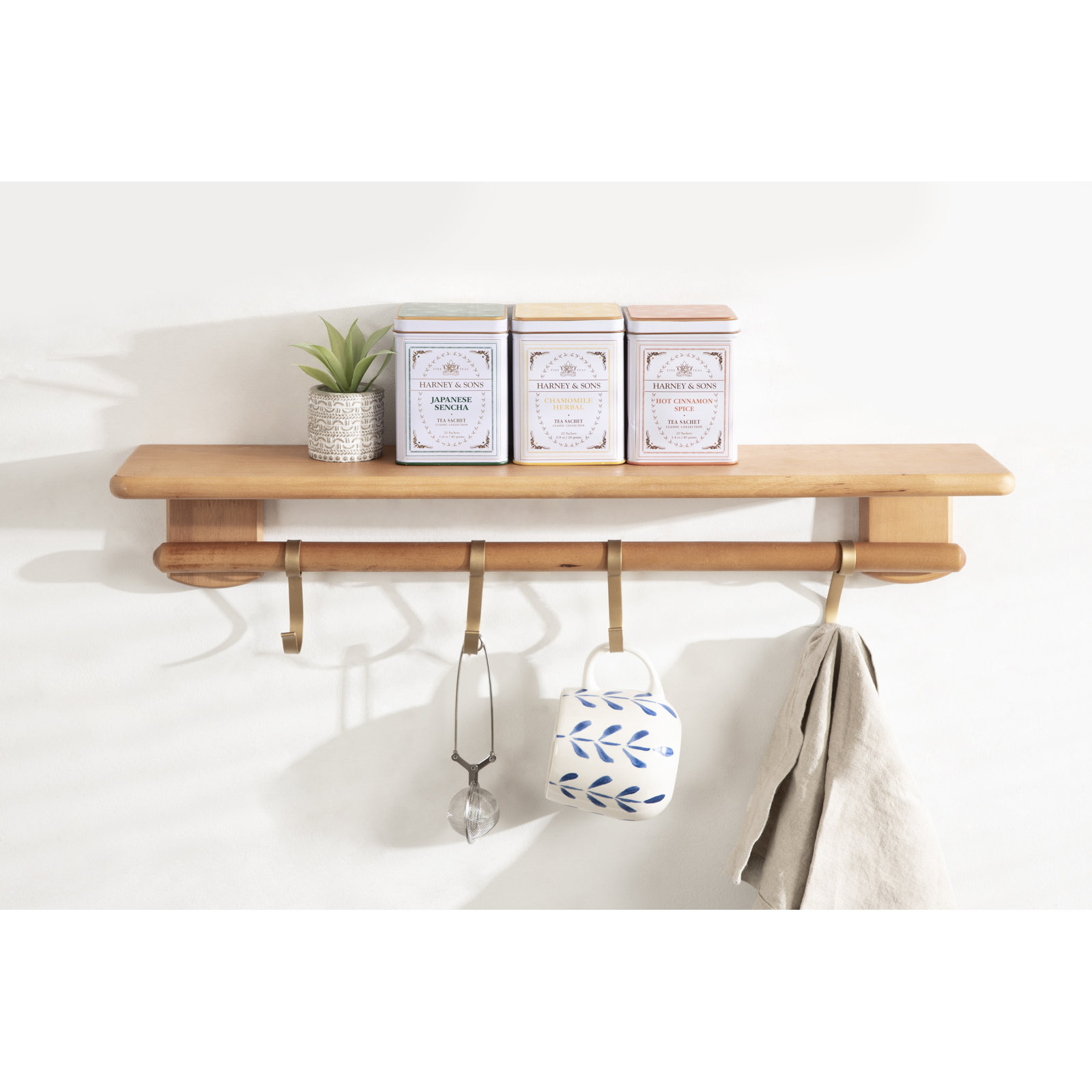 Faustina Floating Shelf with Hooks