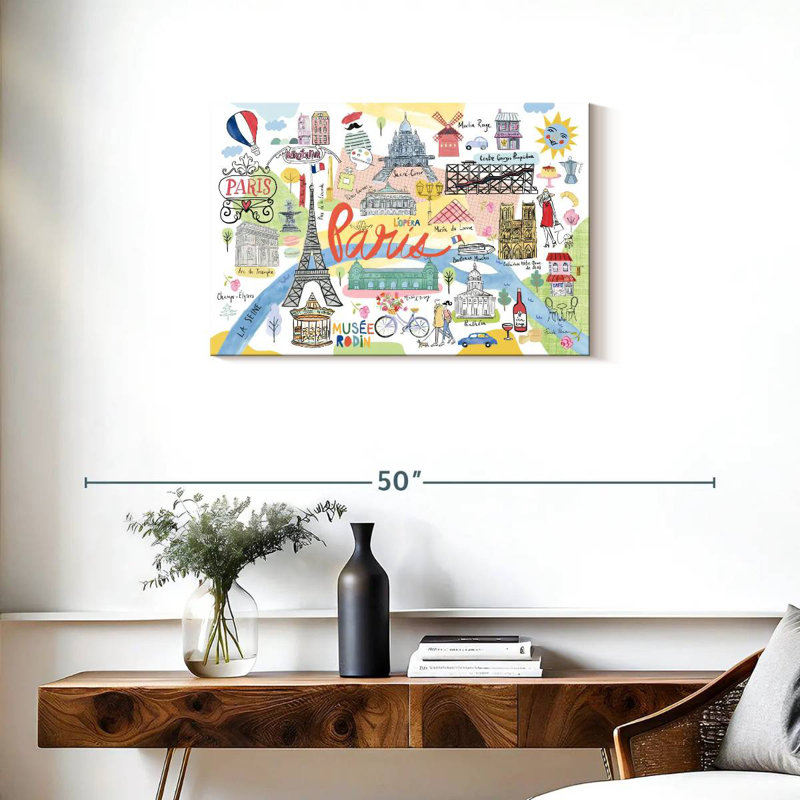 Kavia Paris Map Light, 20" H x 30" W