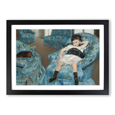 Little Girl in a Blue Armchair by Mary Cassatt - Picture Frame Painting on MDF