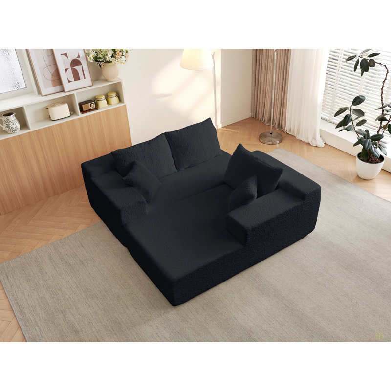 Canapé modulaire en nuage de 104 po avec méridienne en forme de L, canapé modulaire moderne avec assise profonde, fauteuils rembourrés pour la chambre à coucher du salon, aucun assemblage requis (tissu en chenille innovant)