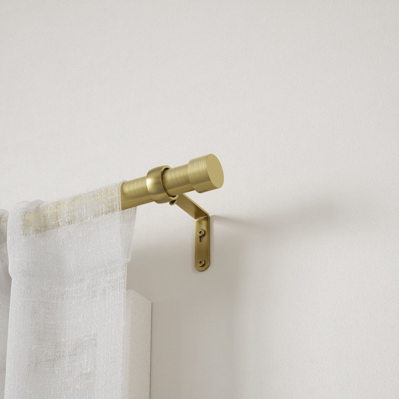 Gold Adjustable Metal Curtain Rod with Matching Finials