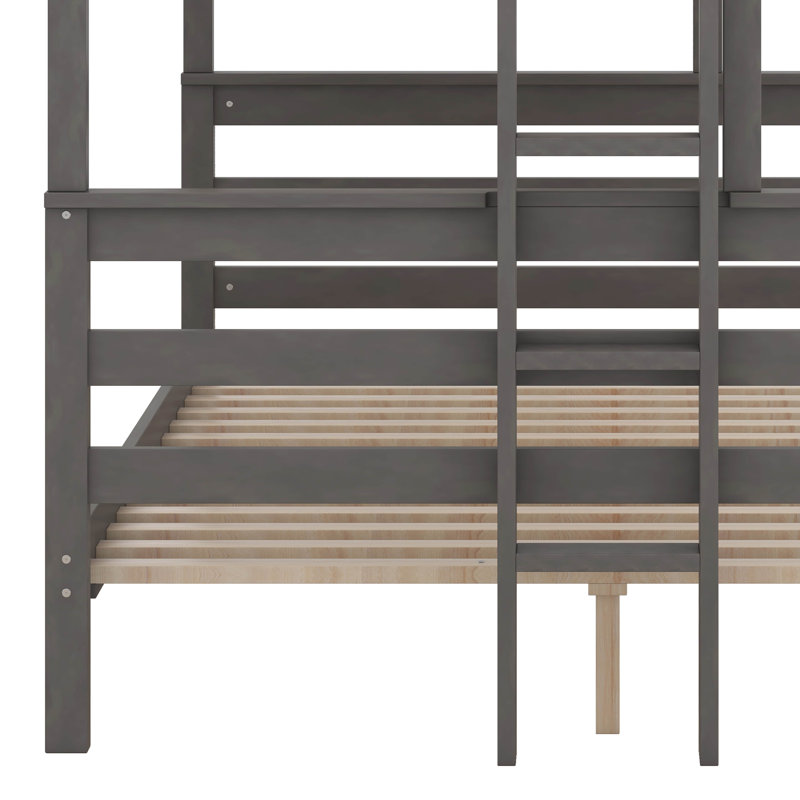Wood Twin XL Over Queen Bunk Bed With Ladder