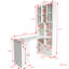 Bureau d'ordinateur d'angle en L pour bureau à domicile ou bureau d'étude, table d'étude de style moderne avec tiroirs, bibliothèque et huche, conception en L 2 en 1, grand espace de travail, blanc