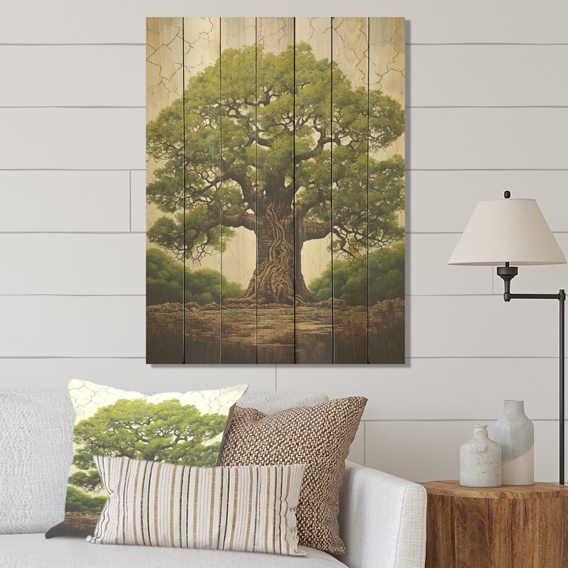 Vert arbre vert baobab majestueux IV - Arbre africain sur bois, H 44 po x l 34 po