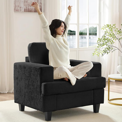 Canapé modulaire en tissu chenille de 35 po avec accoudoirs doux et soutien, canapé-lit confortable et ensembles de meubles de salon