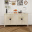 Buffet à 4 portes, buffet sculpté avec rangement, armoire à café moderne avec tablette réglable pour le salon, la salle à manger et la cuisine