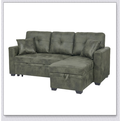 Convertible L-Shaped Sectional Sleeper Sofa with Pull-Out Bed, Reversible Chaise, and Storage, Ideal for Small Spaces and Living Rooms