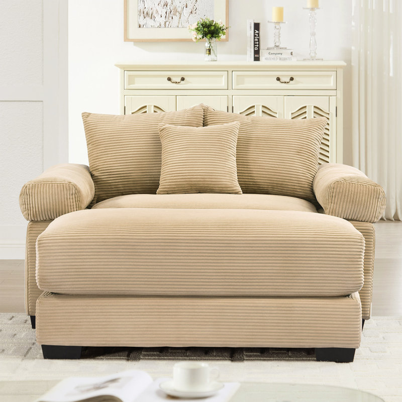 Canapé modulaire 54,3 po Cloud, accoudoirs très épais en velours côtelé, repose-pieds, conception ergonomique, facile à assembler pour le salon et la chambre à coucher