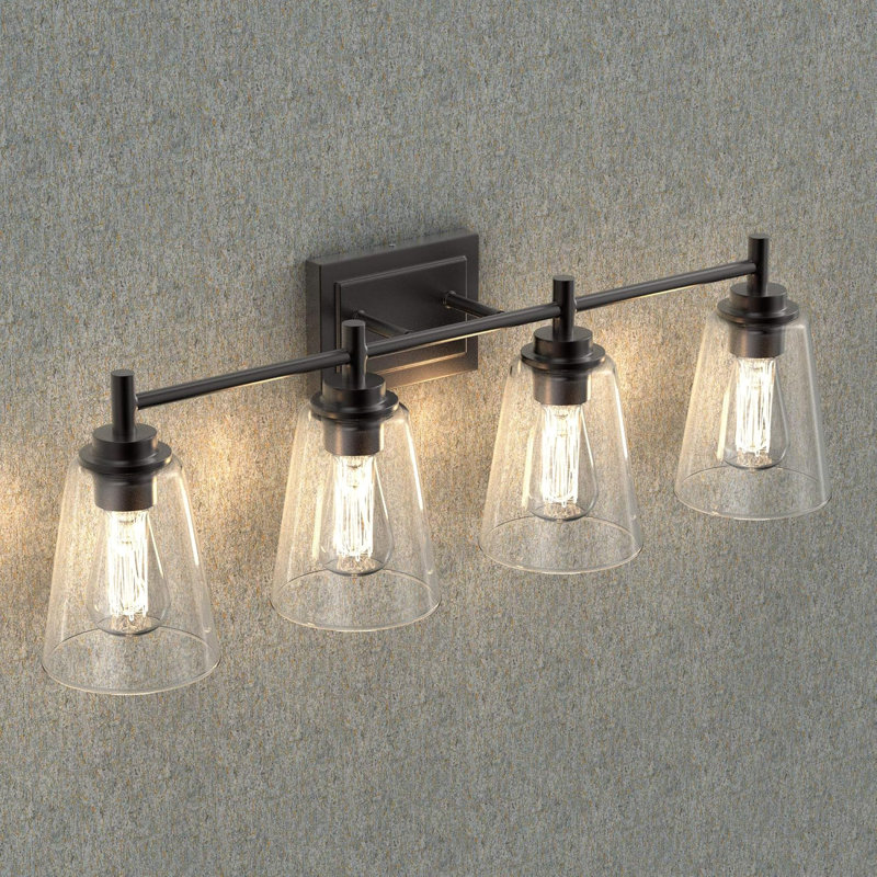 Luminaire de meuble-lavabo 4 lumières sur miroir, Nickel brossé