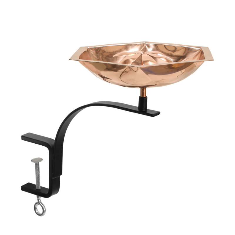 Hexagonal Copper Bee Fountain & Birdbath with Rail Mount