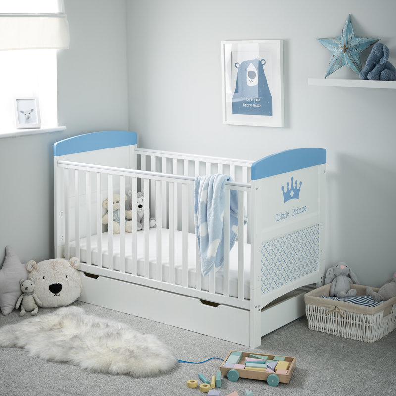 Grace Inspire Cot Bed with Under Drawer, White/Blue